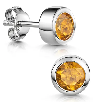 Produktbild von MATERIA by Matthias Wagner Citrin Ohrstecker 925 Sterling Silber rund orange SO-492-Orange