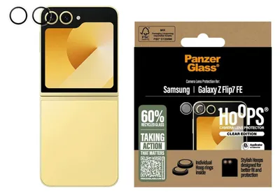 Produktbild von PanzerGlass ® Hoops® Kameraschutz Transparent Samsung Galaxy Z Flip7 FE, Samsung, Samsung - Galaxy Z Flip7 FE, Trockene Anwendung, Kratzresistent, Schockresistent, Transparent, 1 Stück(e)