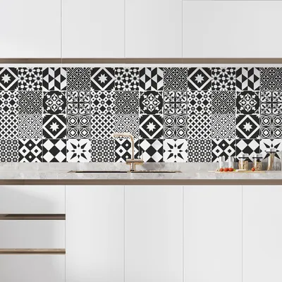Produktbild von Klebefolie für Küchenrückwand – Lumaléa – Zementfliesen-Optik – Klebefolie + GLANZ-Schutz – 60 x 60 cm