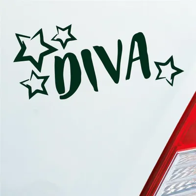 Produktbild von Auto Aufkleber Diva Sterne Stars Schriftzug 17,5x10 cm Dunkelgrün Sticker Heckscheibenaufkleber