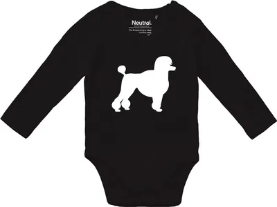 Produktbild von Huuraa Baby Body Pudel Silhouette 80 Black  Baumwolle Fairtrade Langarmbody Geschenkidee