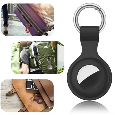 Image de CHPN - Porte-clés compatible avec Apple AirTag - Coque de protection pour AirTag - Avec dos ouvert - Étui de protection pour AirTags - Noir - Support pratique pour votre AirTag