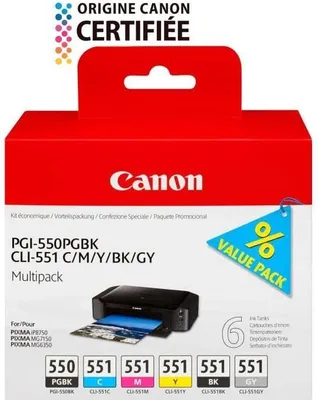 Zdjęcie produktu dla Wkład atramentowy Canon PGI-550 / CLI-551 C, M, Y, BK, GY