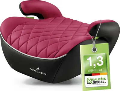 Obrázok produktu pre WALSER Premium detská autosedačka, víťaz v kategórii kvality s hodnotením „Veľmi dobré“* – úzka detská autosedačka i-Size pre deti od 6 do 12 rokov (125–150 cm), pohodlná detská autosedačka typu Booster Seat spĺňajúca najnovšiu normu ECE R 129, čierna/ružová