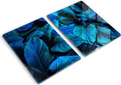 Produktbild von Glasschneideplatte - Herdabdeckplatte - 2x40x52 cm -Schneidebrett - Spritzschutz - Dschungelvegetation Blätter