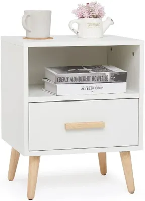 Immagine prodotto di Comodino con 1 cassetto e 1 ripiano aperto, in legno, dimensioni 40 x 30 x 51 cm, ideale per la camera da letto