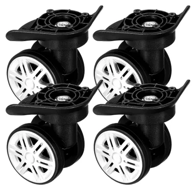 Image de 4 roulettes de rechange pour valises à roulettes, avec des roues pivotantes, et accessoires pour la réparation de bagages