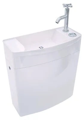 Spülkasten mit Waschbecken, 3/6 L, Keramik, Weiß, 412x380x180 mm