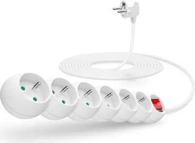 Image de CONNECT IT Rallonge 230V, 6 prises interrupteur, 5m, blanc