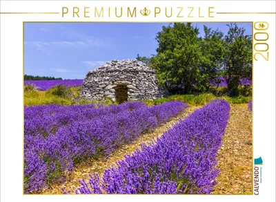 Produktbild von CALVENDO Puzzle Lavendefeld mit Steinhütte 2000 Teile Puzzle quer | 2000 Teile Lege-Größe 90x67cm Foto-Puzzle für glückliche Stunden