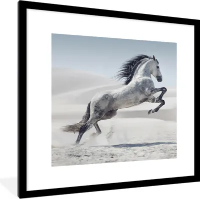 Produktbild von MuchoWow® Gerahmtes Poster Pferd - Tiere - Sand - Natur 40x40 cm - Poster mit Schwarzem Bilderrahmen Wandposter Rahmen Foto Bilder - Poster - Plakat im Rahmen