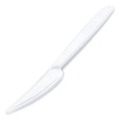 Produktbild von 100x Mehrweg Messer 18,5 cm weiß wiederverwendbar 125 Waschzyklen PP