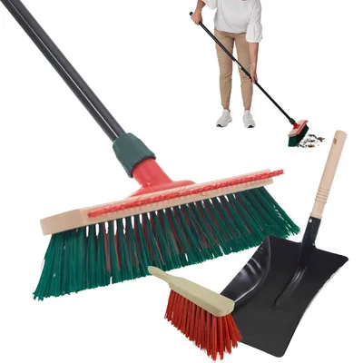 Produktbild von Novaliv Gartenbesen mit Stiel und Kratzleiste 40 cm Elaston Borsten inkl. Kehrgarnitur verzinkt bestehend aus Kehrblech und Handfeger Terassenbesen Hofbesen Stallbesen Kehrbesen Outdoor broom