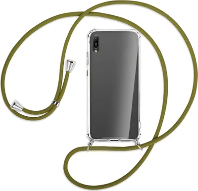 Produktbild von Handykette Backcover-Schutzhülle mit Band (Metall silberfarben) für Huawei Y6 2019 - khaki