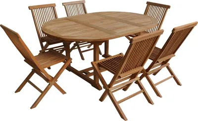 Produktbild von Teakholz-Gartenmöbel LOMBOK - ausziehbarer runder Tisch - 6 Plätze