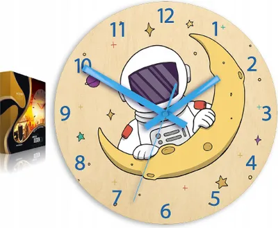 Produktbild von ModernClock, Wanduhr, stille Wanduhr, Kinderwanduhr Astronaut 30cm