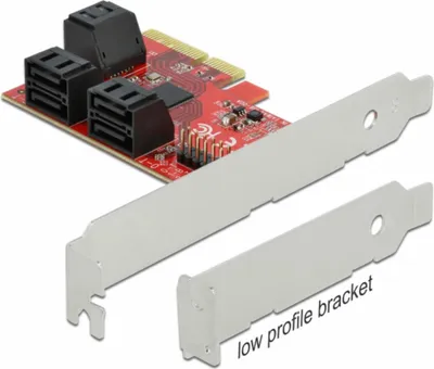 Produktbild von DeLOCK 6 Port SATA PCI Express x4 Karte - Low Profile Formfaktor, PCIe, SATA, 6 Gbit/s, Windows 10, Windows 8.1