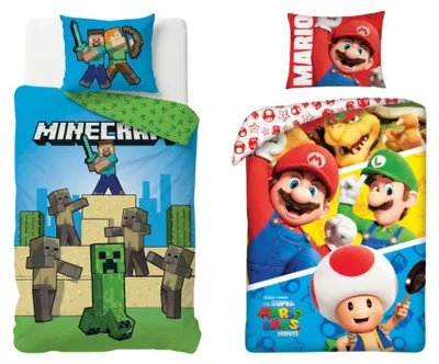 Produktbild von Minecraft- und Super Mario-Schlafzimmer-Sets; Bettwäsche-Sets