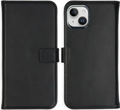 Obrázek produktu pro Selencia kožené pouzdro s klopou pro iPhone 15 Plus – černé