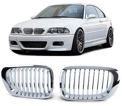Sport Kühlergrill CHROM passend für BMW 3er E46 Coupe Cabrio ab 1999-2003 – Produktansicht