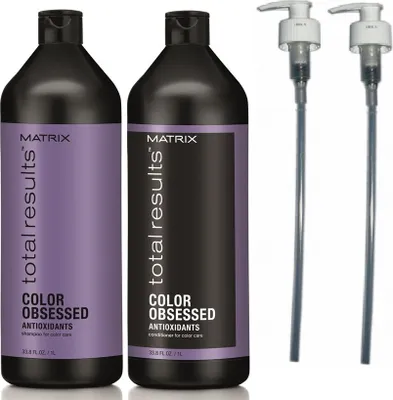 Produktbild von Matrix Total Results Color Obsessed Shampoo 1000ml + Conditioner 1000ml + 2x Pumpe