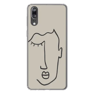 Produktbild von MuchoWow® Handyhülle Schutzhülle Hülle für Huawei P20 Auge - Abstrakt - Strichzeichnung Silikon Softcase Handy Hülle - Hardcover