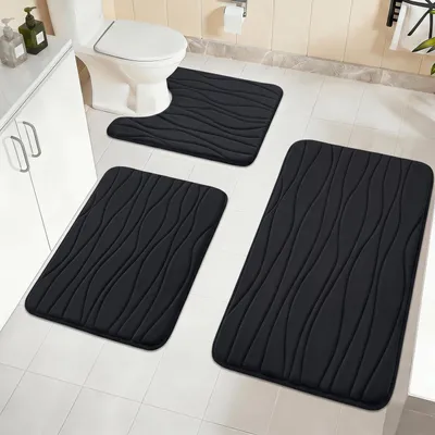 Image de Omgoods - Ensemble de 3 tapis de bain doux en mousse à mémoire de forme, antidérapants