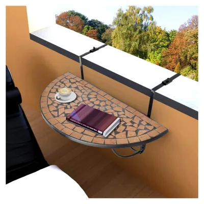 Produktbild von Terracotta hängender Balkontisch mit Mosaik