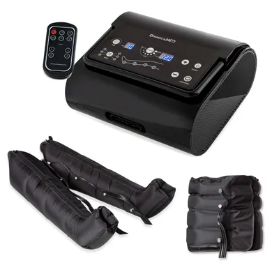 Immagine prodotto di Dinamicamed Premium 4.0 Digitale Compact, Pressoterapia Linfodrenaggio, con 6 Programmi e 4 Camere d'aria, Gambali XL, Fascia Addome e Bracciale