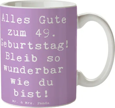 Produktbild von Mr. & Mrs. Panda Kaffeetasse Spruch 49. Geburtstag Freude - Lavendeltraum - Geschenk, Tasse, Happy Birthday, Teetasse, Feste feiern, Geburtstagserinnerungen, Jubilaeum