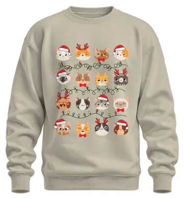 Productafbeelding van Kersttrui voor kattenliefhebbers - uni sweatshirt, natuurmotief, maat M