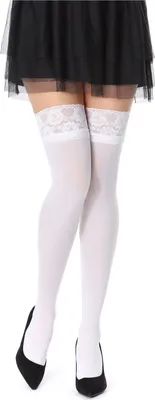 Produktbild von Bellivalini Damen Halterlose Mikrofaser 40 DEN Strümpfe mit Spitze BLVFI1004 (Weiß, XL)