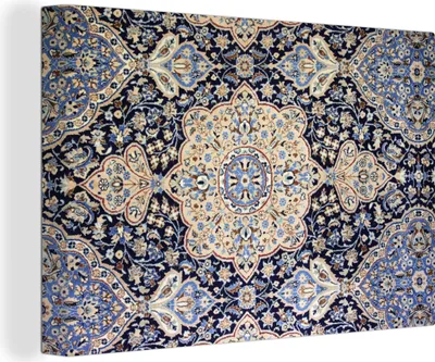 Produktbild von MuchoWow® - Leinwandbilder - Persischer Teppich - Teppich - Mandala - Blau, Wandbild, Wanddeko Bilder Wohnzimmer, 120x80 cm