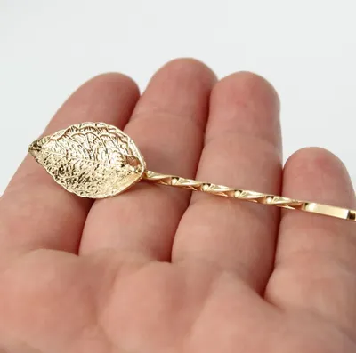 Produktbild von Metal Haarnadel Blatt in der Farbe Gold