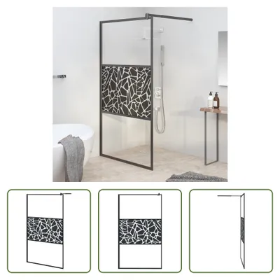 Produktbild von The Living Store Duschwand für Walk-In Dusche 115x195 cm ESG Steindesign Schwarz