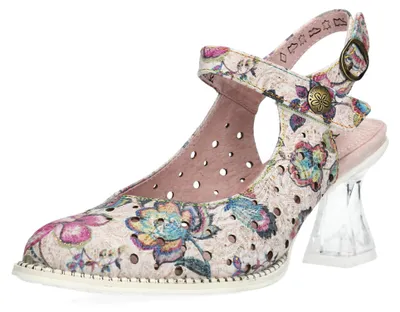 Produktbild von Laura Vita Damen Slingpumps Mary Jane floraler Print und Lochmuster Eloiseo 36, Größe:37 EU, Farbe:Rosa