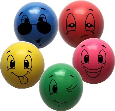 Produktbild von 4er Set Große Bunte Flummis Dopsball Lachgesicht 45mm Gummiball Hüpfball Springball Flummi Tombola Mitgebsel Party