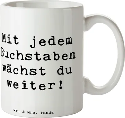 Produktbild von Mr. & Mrs. Panda Pott Spruch Schulanfang Inspiration - Weiß - Geschenk, Vertrauem, Tasse, Becher, Buchstaben, Einschulung, Kaffeetasse, Selbstvertrauen, Entdecker, Lernen