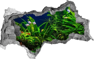 Produktbild von Selbstklebender Loch-3D-Aufkleber 95x73 cm Fische in einem Aquarium