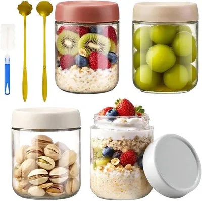 Productafbeelding van Inmaakpotten - Transparant - 500 ml - Glas - Voor Maaltijdvoorbereiding