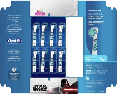 Produktbild von Oral-B Kids Star Wars Aufsteckbürsten für elektrische Zahnbürste, 8 Stück, extra weiche Borsten