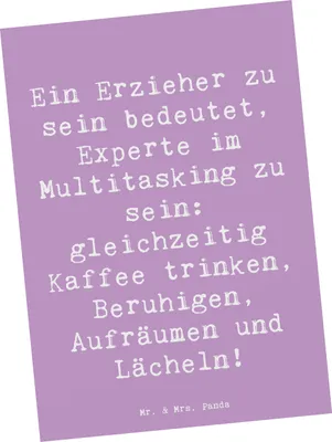 Produktbild von Mr. & Mrs. Panda Postkarte Spruch Multitasking Erzieher - Lavendeltraum - Geschenk, Postkarten, Danke sagen, Erzieher-Dasein, bildkarte, Beruf, Fotokarte, Kinder