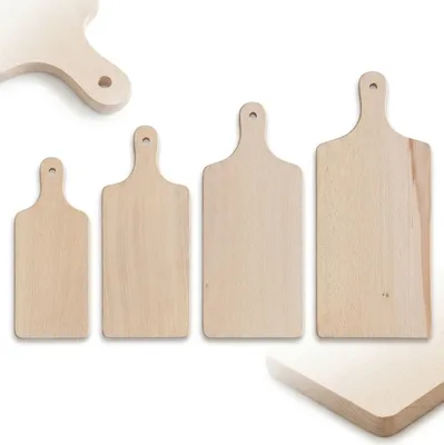 Produktbild von SET MIT 4 TRADITIONELLEN SCHNEIDEBRETTEN MIT GRIFF AUS BUCHENHOLZ: 40, 36, 33 und 28 cm