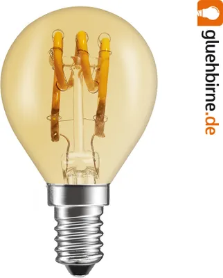 Productafbeelding van 6 x LED Spiral Filament Leuchtmittel Tropfen 3W E14 Gold klar extra warmweiß 1800K DIMMBAR