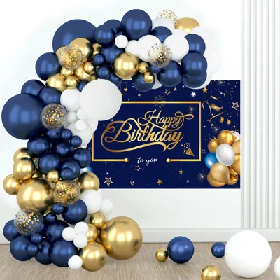 Ballonbogen-Set 94-tlg. marineblau/gold für Geburtstag