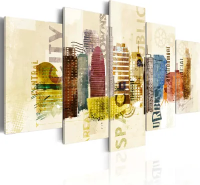 Produktbild von Leinwandbilder Abstrakt 200x100 cm Vlies Leinwandbild 5 tlg Kunstdruck modern Wandbilder XXL Wanddekoration Design Wand Bild - Architektur 030102-15