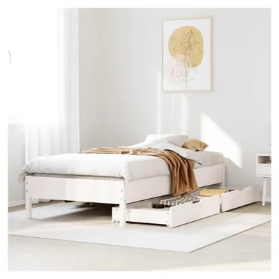 Produktbild von Bettgestell weiß 75x190 cm Einzelbett aus Kiefernholz