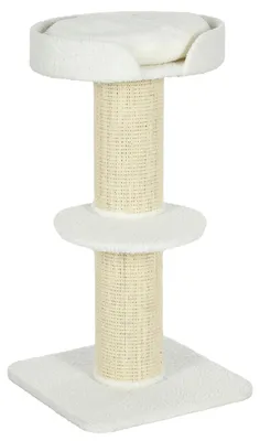 Produktbild von Katzenbaum 91cm Spielbaum mit Katzenbett, Plattform Wolle Creme