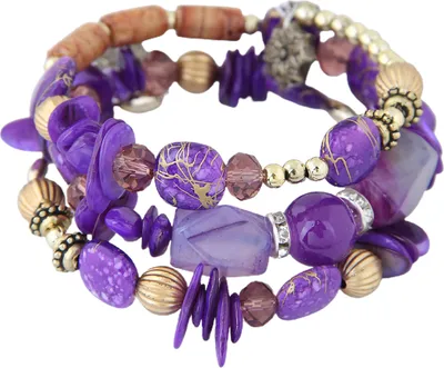 Produktbild von Damen-Armband, Perlen, Vintage-Stil, türkisfarbener Kunstkristall, Studentenarmband für den täglichen Gebrauch-Lila