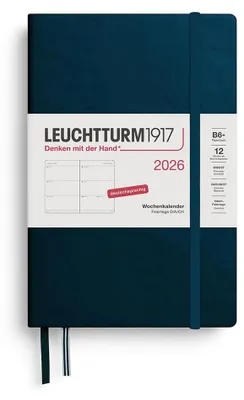 Image de LEUCHTTURM1917, Agenda hebdomadaire souple (format B6+), année 2026, 12 mois, couleur "Deep Sea"